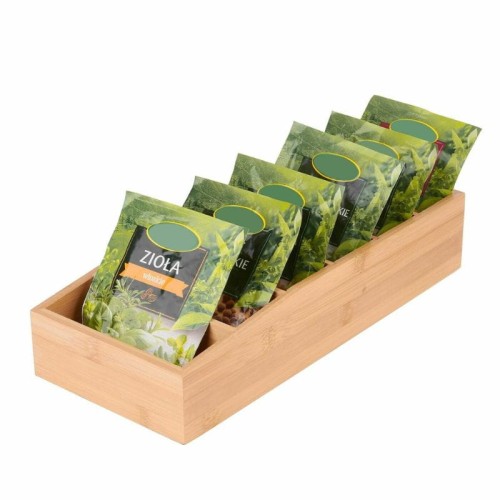 KonigHOFFER Organizer na przyprawy bambusowy 6 przegródek 15x35x7 cm