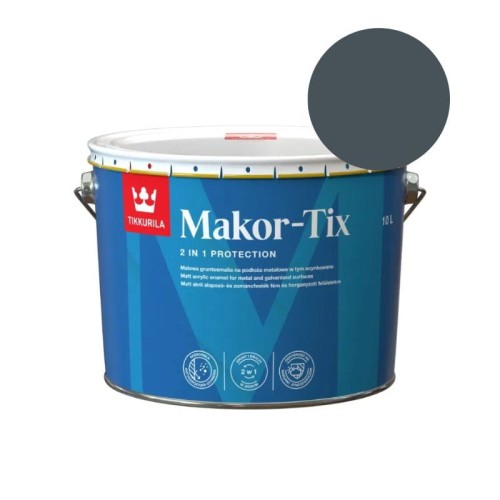 TIKKURILA Gruntoemalia MAKOR-TIX na podłoża metalowe 10L grafitowy