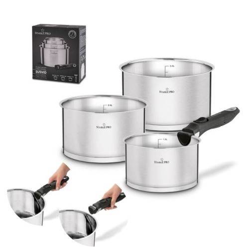 STARKE PRO Zestaw garnków prostych z odpinaną rączką Susvid 4 elementy