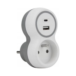 PLASTROL Rozgałęźnik sieciowy jednokrotny + USB-A + USB-C