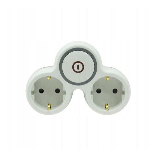 PLASTROL Rozgałęźnik wtyczkowy dwukrotny z włącznikiem