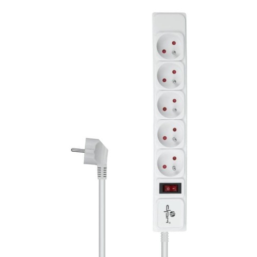 DPM Listwa ochronna FMP5130B z włącznikiem, 5 gniazd, biała, 3 m