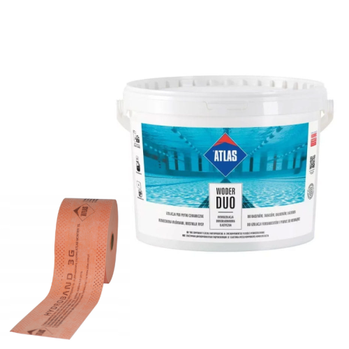 ATLAS Hydroizolacja dwuskładnikowa Woder Duo 16 kg + 10m taśmy hydroband 3G