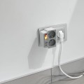 DPM Rozgałęźnik elektryczny z włącznikiem, 2 gniazda z uziemieniem, 2 x USB, biało-szary