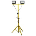 DPM Naświetlacz LED na statywie, 2 x 50 W, 7000 lm, 4500 K, IP65, 140 cm, żółty
