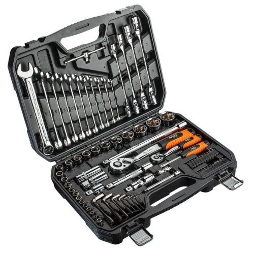 Neo Tools Klucze nasadowe 1/4, 1/2, zestaw 77 szt