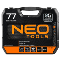 Neo Tools Klucze nasadowe 1/4, 1/2, zestaw 77 szt