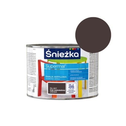 ŚNIEŻKA Emalia akrylowa SUPERMAL RAL8017 brąz czekoladowy 0,4L półpołysk