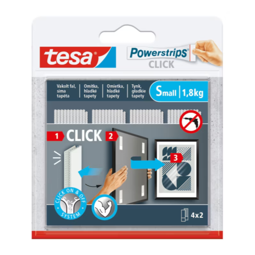 Tesa Powerstrips Rzepy samoprzylepne CLICK 4 pary rozmiar S