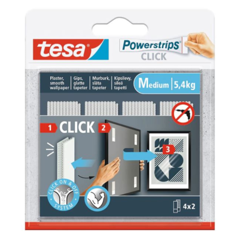 Tesa Powerstrips Rzepy samoprzylepne CLICK 4 pary rozmiar M