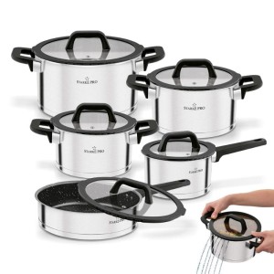 STARKE PRO Zestaw garnków nierdzewnych z pokrywkami Rigor 10 elementów