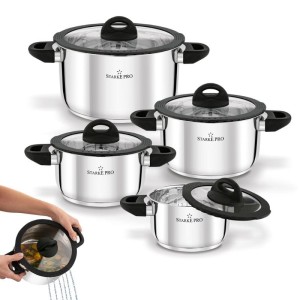 STARKE PRO Zestaw garnków nierdzewnych z pokrywkami Sante 8 elementów