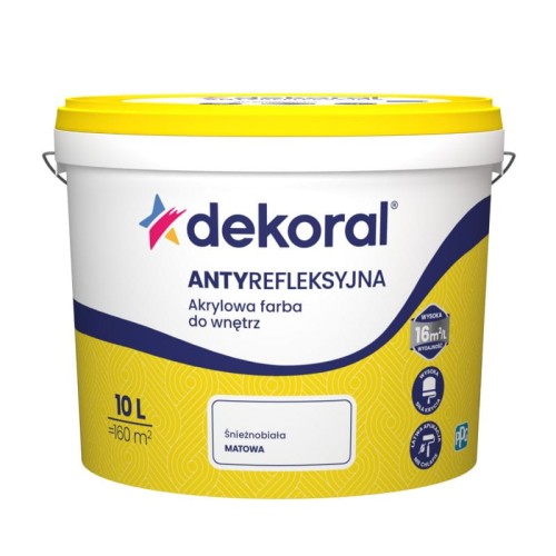 Dekoral Polinak Antyrefleksyjna Akrylowa Farba do Wnętrz Śnieżnobiała 10 L