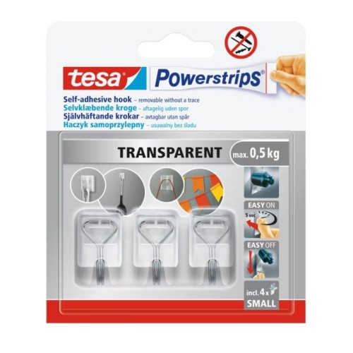 TESA Haczyk druciany samoprzylepny 0,5 kg prostokątny 3 szt.