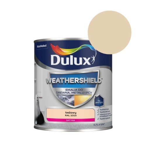 DULUX Emalia Weathershield do drewna, metalu i PCV 0,7L beżowy