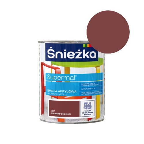 ŚNIEŻKA Emalia akrylowa SUPERMAL A307 czerwony 0,8L półpołysk