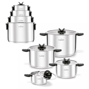 STARKE PRO Zestaw garnków ze składanymi uchwytami Secare 8 elementów