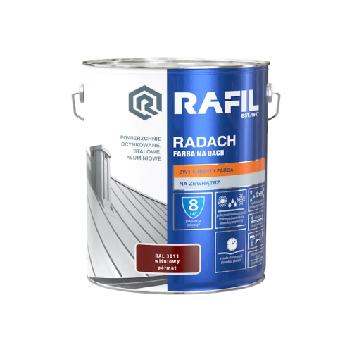 Rafil RADACH farba na dach 2w1 wiśniowy półmat RAL3011 10L