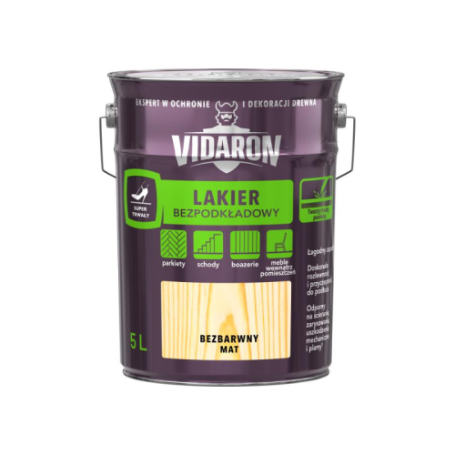 VIDARON Lakier Bezpodkładowy bezbarwny mat 5L