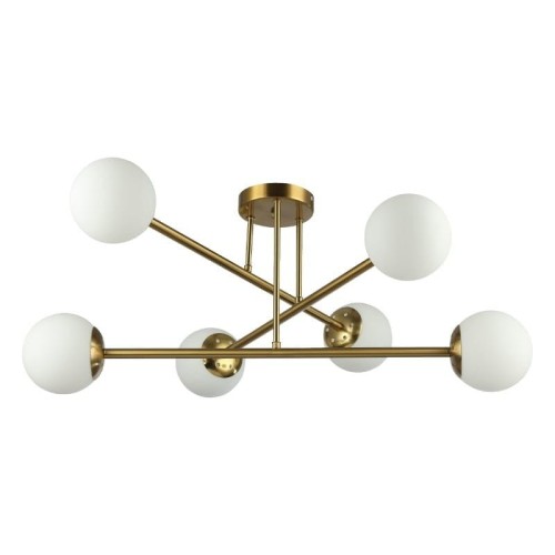 DPM Żyrandol 6 x E27, złoty styl industrialny