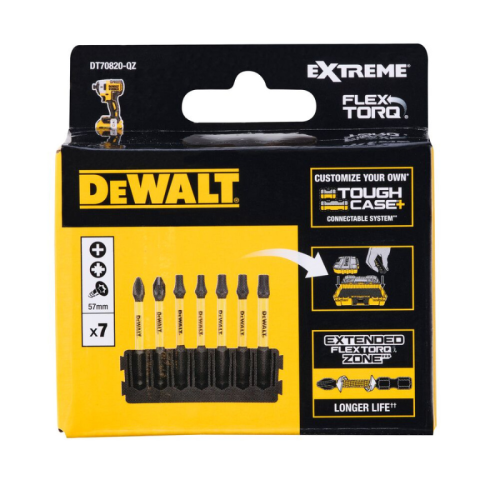 Dewalt Zestaw Bitów Udarowych FLEXTORQ 57 mm PH/PZ/Torx – 7 szt.