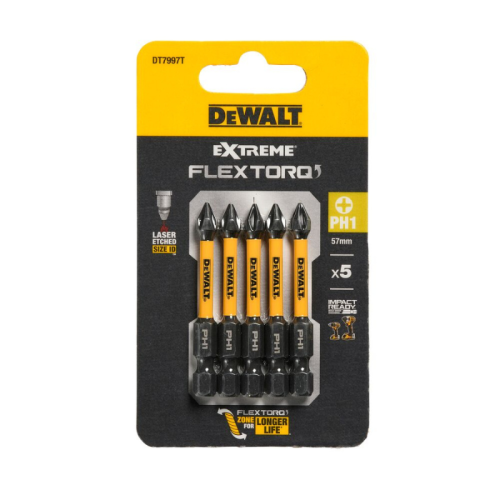 Dewalt Zestaw bitów udarowych PH1 EXTREME FLEQTORQ 57 mm - 5 szt.