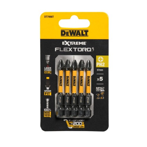 Dewalt Zestaw bitów udarowych PH2 EXTREME FLEQTORQ 57 mm - 5 szt.