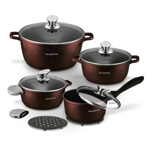 KonigHOFFER Zestaw garnków Pollo Brown 8 elementów 2 nakładki i 2 podkładki