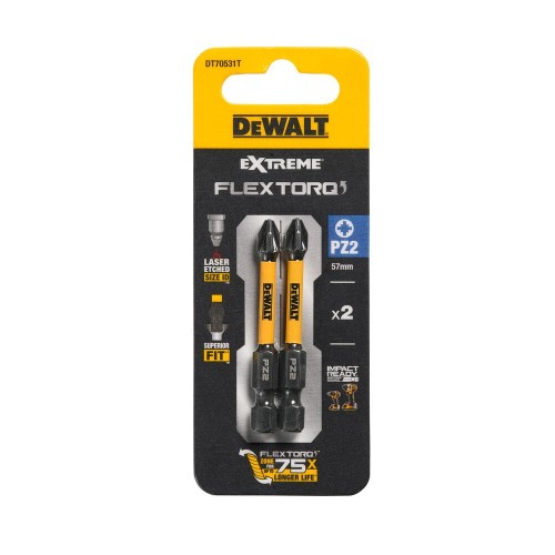 DEWALT Zestaw Bitów Udarowych Torsion PZ2 EXTREME FLEXTORQ 57mm 2 szt.