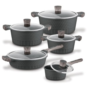 STARKE PRO Zestaw garnków na indukcję z powłoką marmurową Embossed 10 elementów