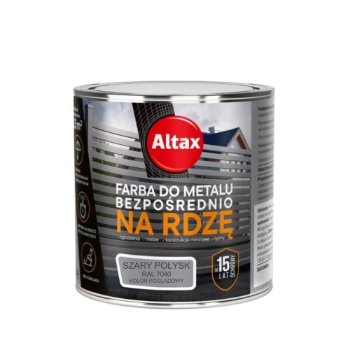 ALTAX Farba do metalu na rdzę 0,25L szary połysk