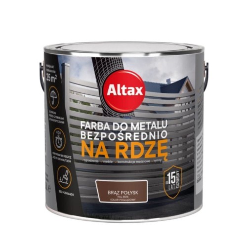 ALTAX Farba do metalu na rdzę 2,5L brązowy połysk