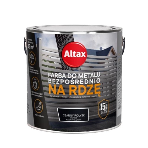 ALTAX Farba do metalu na rdzę 2,5L czarny połysk