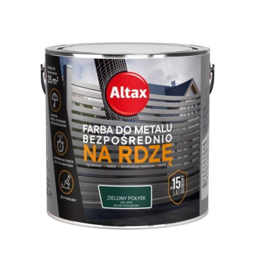 ALTAX Farba do metalu na rdzę 2,5L zielony połysk