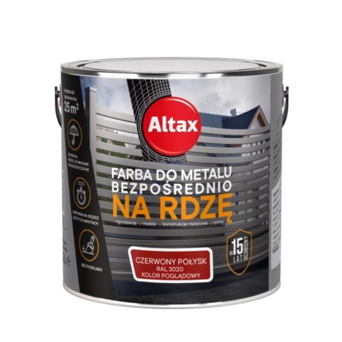 ALTAX Farba do metalu na rdzę 2,5L czerwony połysk
