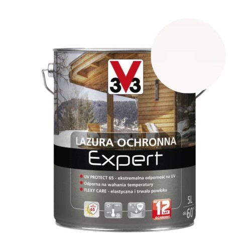 V33 Lazura ochronna Expert biały alpejski 5L