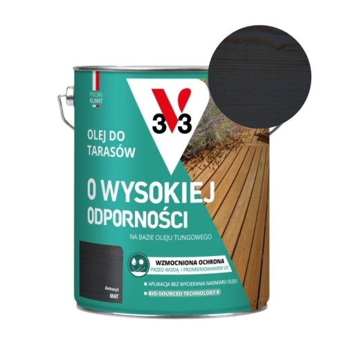 V33 Olej do tarasów o wysokiej odporności antracyt 4,5L