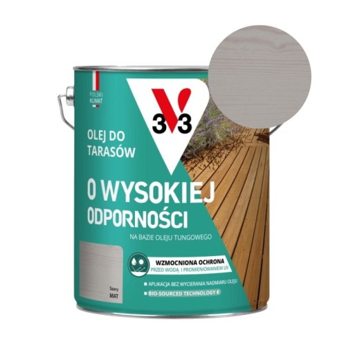 V33 Olej do tarasów o wysokiej odporności szary 4,5L