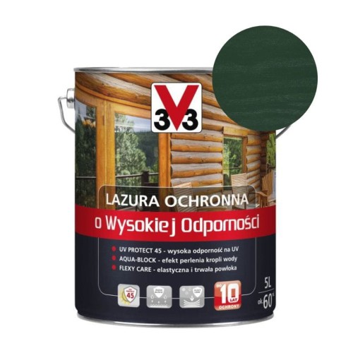 V33 Lazura ochronna o wysokiej odporności zielony 5L
