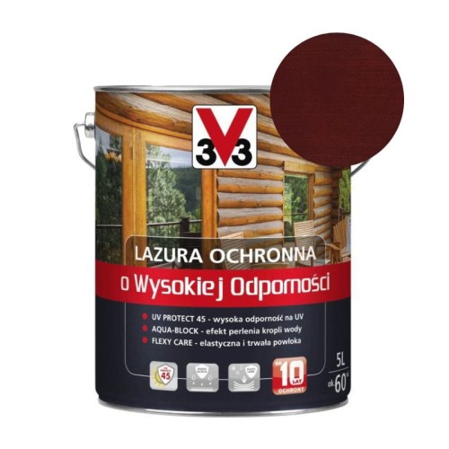 V33 Lazura ochronna o wysokiej odporności mahoń 5L