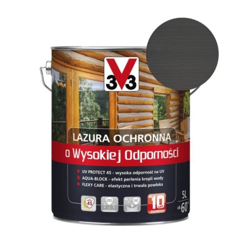 V33 Lazura ochronna o wysokiej odporności antracyt 5L