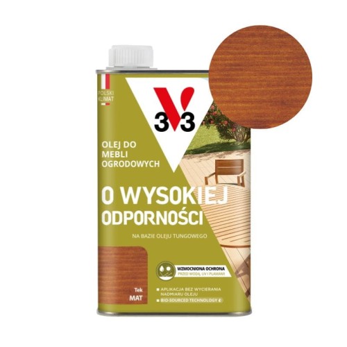 V33 Olej do mebli ogrodowych o wysokiej odporności tek 0,5L