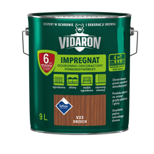 Vidaron Impregnat Ochronno-Dekoracyjny Powłokotwórczy 9L – Orzech V25