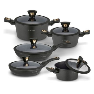 STARKE PRO Zestaw garnków z powłoką marmurową Dark Gold 10 elementów