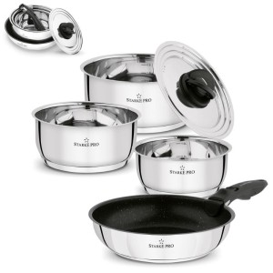 STARKE PRO Zestaw garnków z patelnią i odpinaną rączką Solve 6 elementów