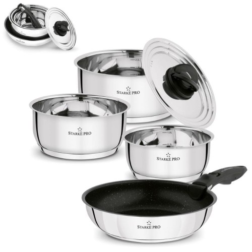 STARKE PRO Zestaw garnków z patelnią i odpinaną rączką Solve 6 elementów