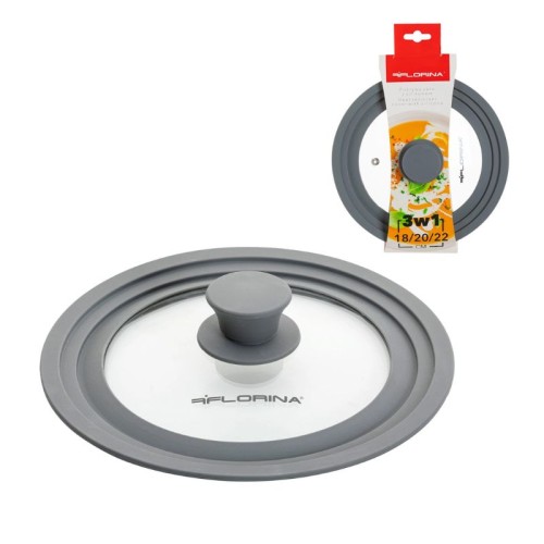 FLORINA Pokrywa żaroodporna z silikonem 3w1 18/20/22 cm