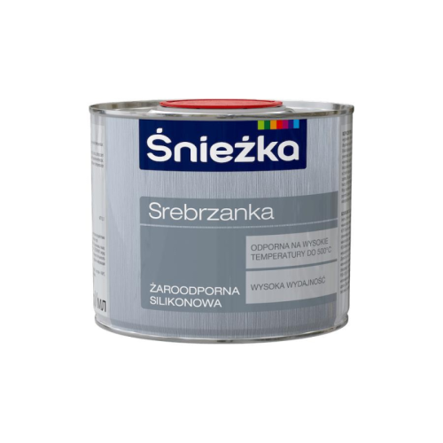 ŚNIEŻKA Farba silikonowa żaroodporna Srebrzanka 0,5 l srebrny połysk