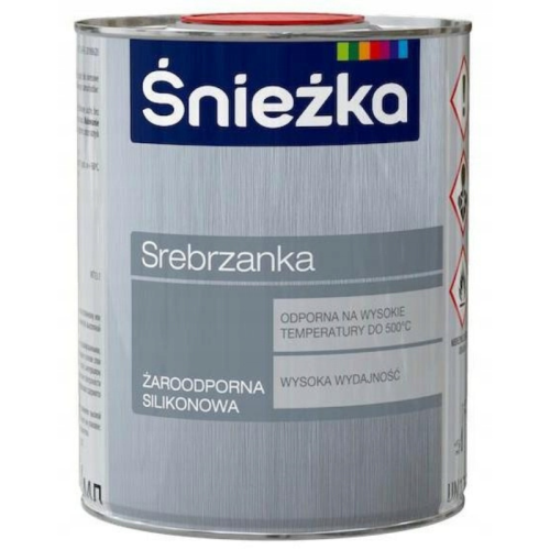 ŚNIEŻKA Farba silikonowa żaroodporna Srebrzanka 0,8l srebrny połysk