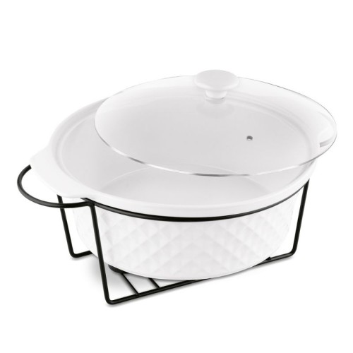 KonigHOFFER Naczynie porcelanowe na podgrzewaczu Diamond 3,5 l okrągłe białe